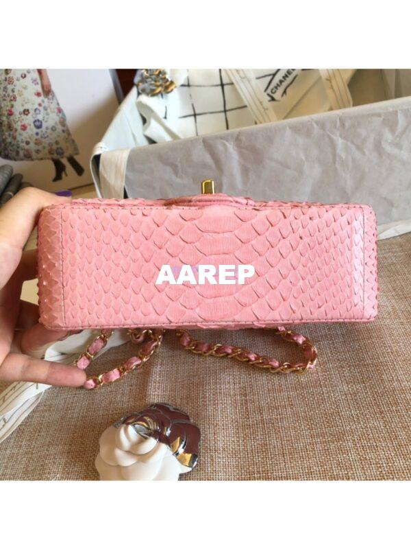 Replica Chanel Python Small 20cm Classic Flap Bag Pink 11