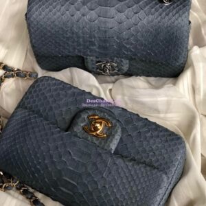 Replica Chanel Python Small 20cm Classic Flap Bag Grey 2