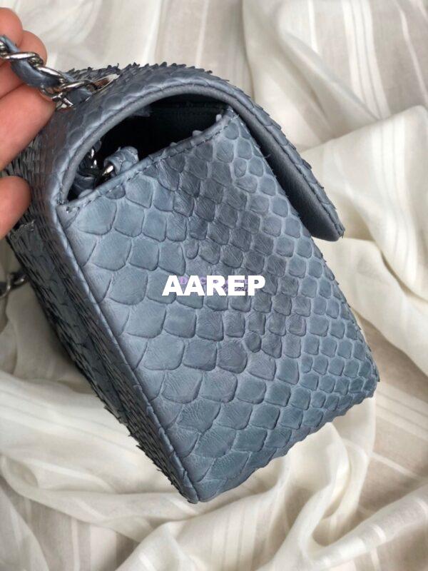 Replica Chanel Python Small 20cm Classic Flap Bag Grey 8
