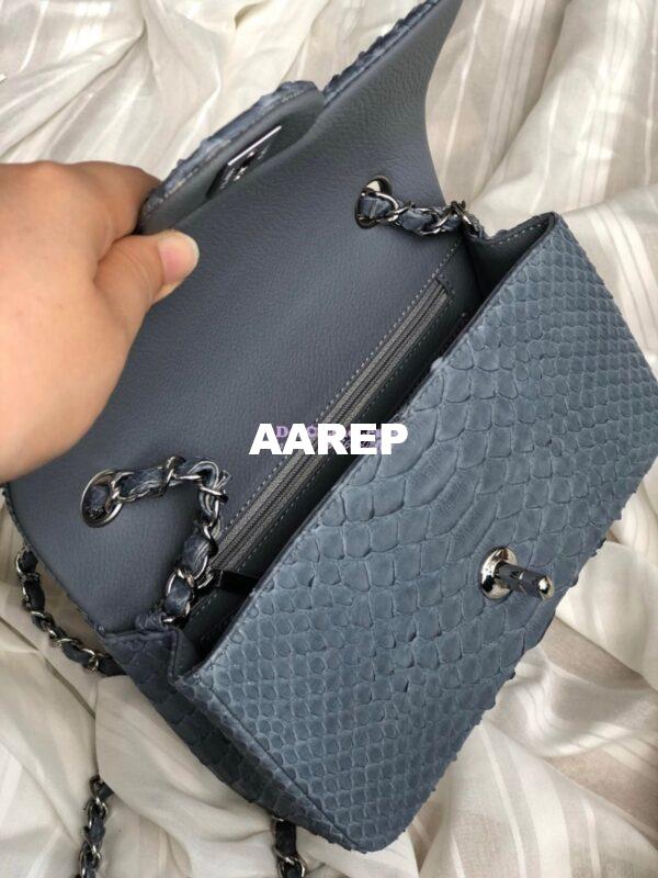 Replica Chanel Python Small 20cm Classic Flap Bag Grey 18
