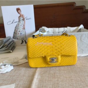 Replica Chanel Python Small 20cm Classic Flap Bag Yellow