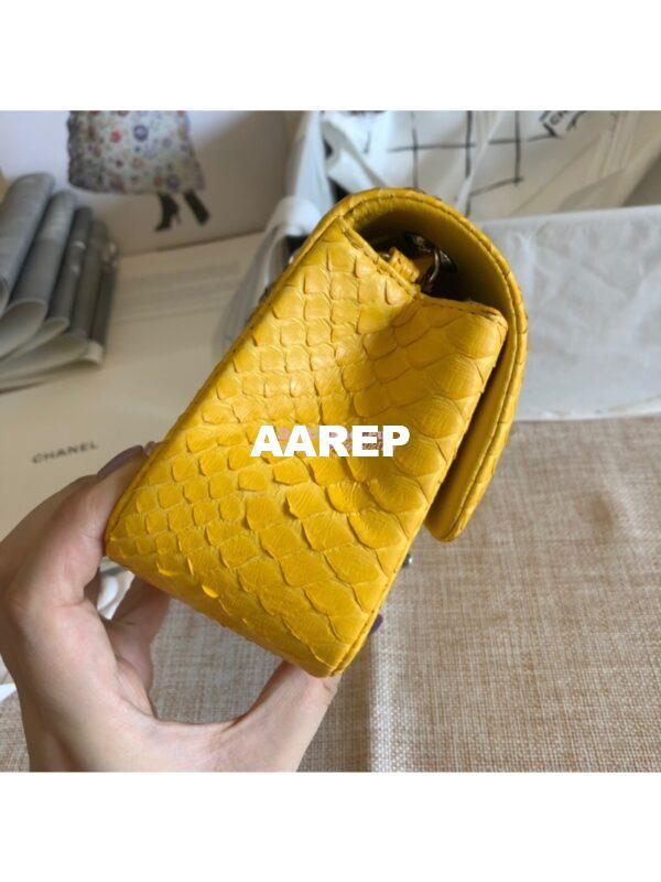 Replica Chanel Python Small 20cm Classic Flap Bag Yellow 6