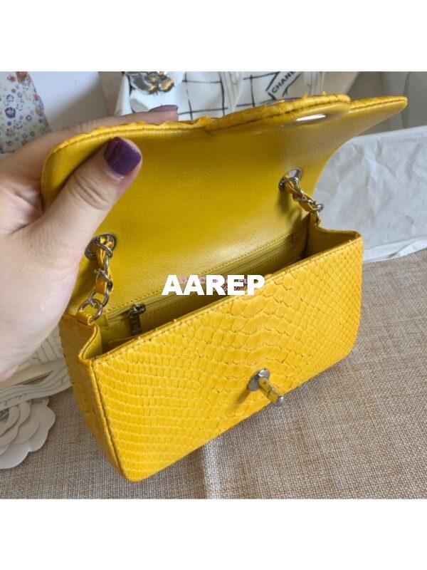 Replica Chanel Python Small 20cm Classic Flap Bag Yellow 7