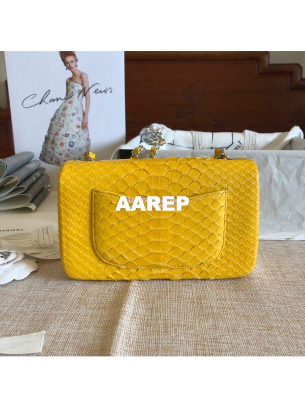 Replica Chanel Python Small 20cm Classic Flap Bag Yellow 8