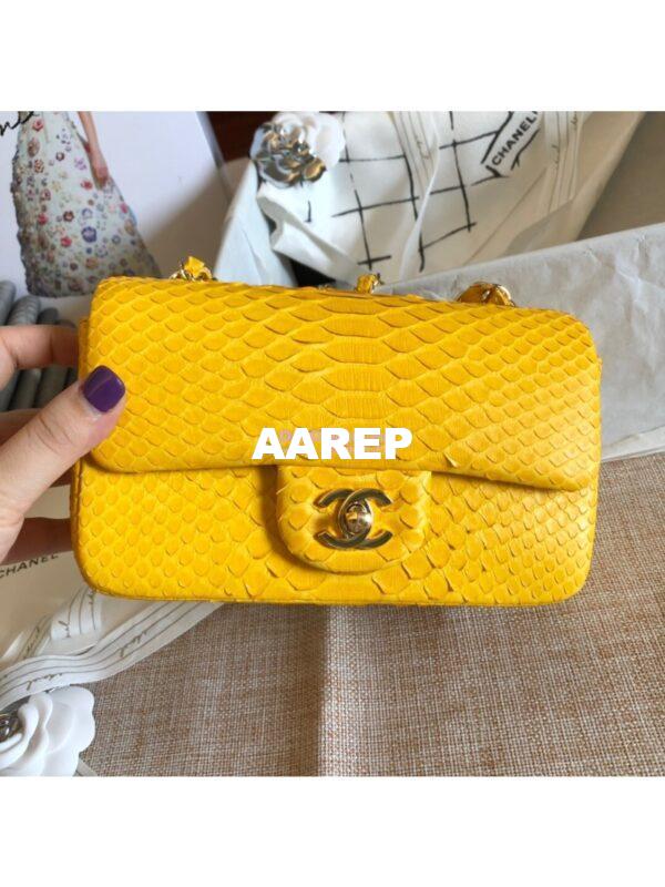 Replica Chanel Python Small 20cm Classic Flap Bag Yellow 11