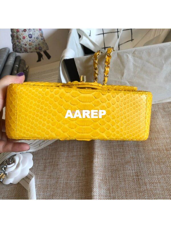 Replica Chanel Python Small 20cm Classic Flap Bag Yellow 13