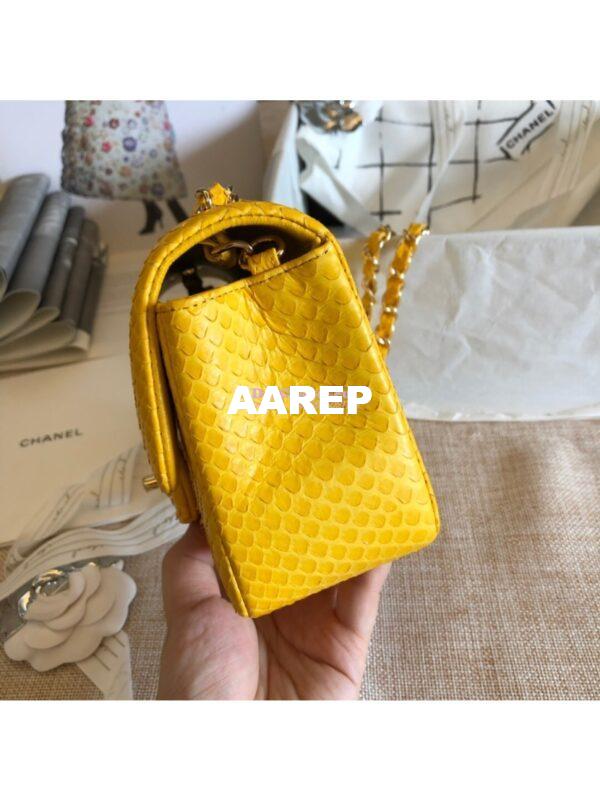 Replica Chanel Python Small 20cm Classic Flap Bag Yellow 14