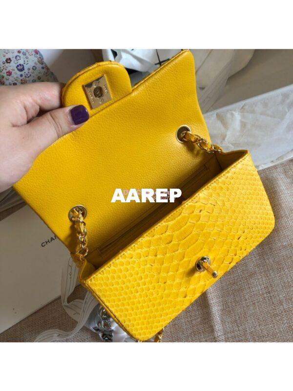 Replica Chanel Python Small 20cm Classic Flap Bag Yellow 15