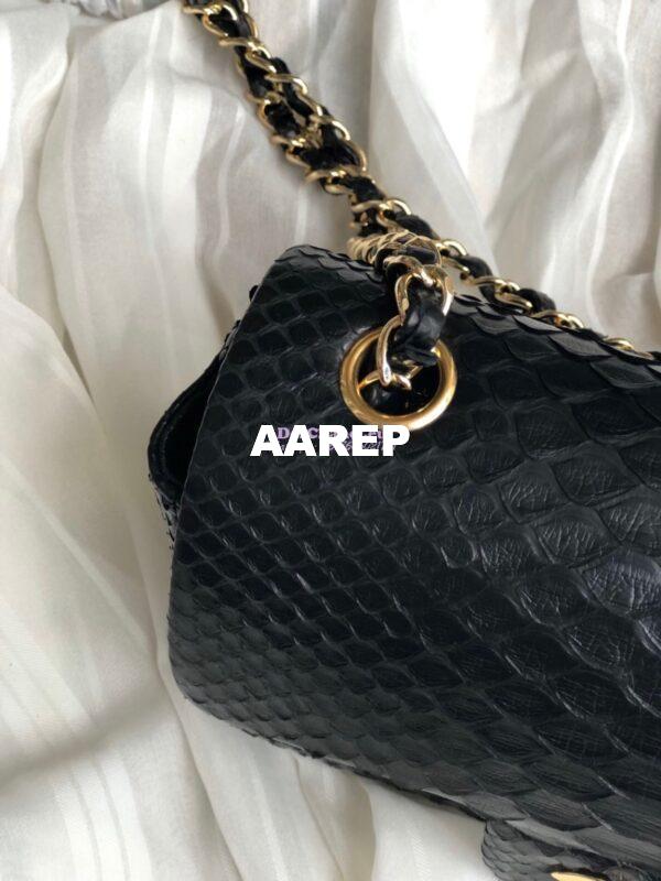 Replica Chanel Python Small 20cm Classic Flap Bag Black 6