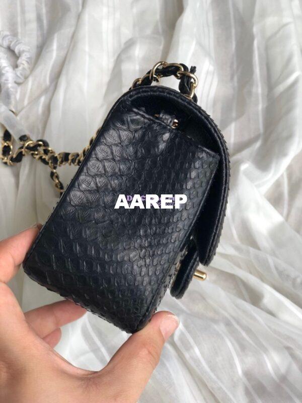 Replica Chanel Python Small 20cm Classic Flap Bag Black 7