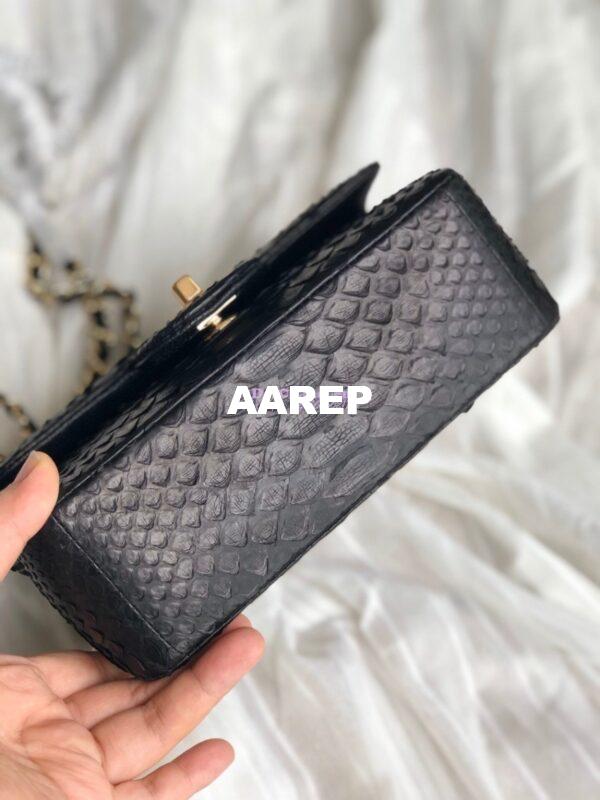 Replica Chanel Python Small 20cm Classic Flap Bag Black 8