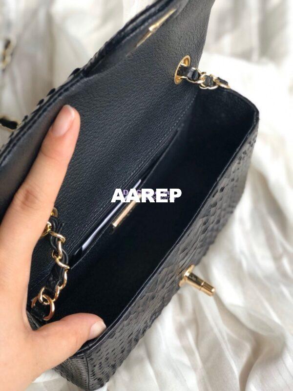 Replica Chanel Python Small 20cm Classic Flap Bag Black 10