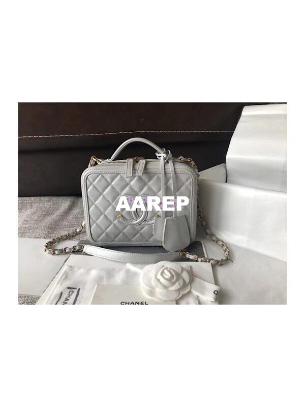 Replica Chanel CC Filigree Vanity Case Vanity Case A93343 Silver 3