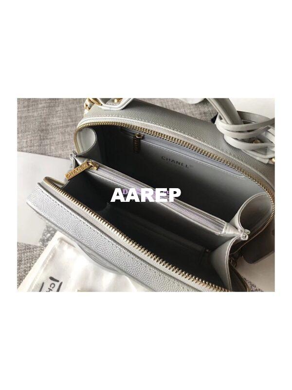 Replica Chanel CC Filigree Vanity Case Vanity Case A93343 Silver 9