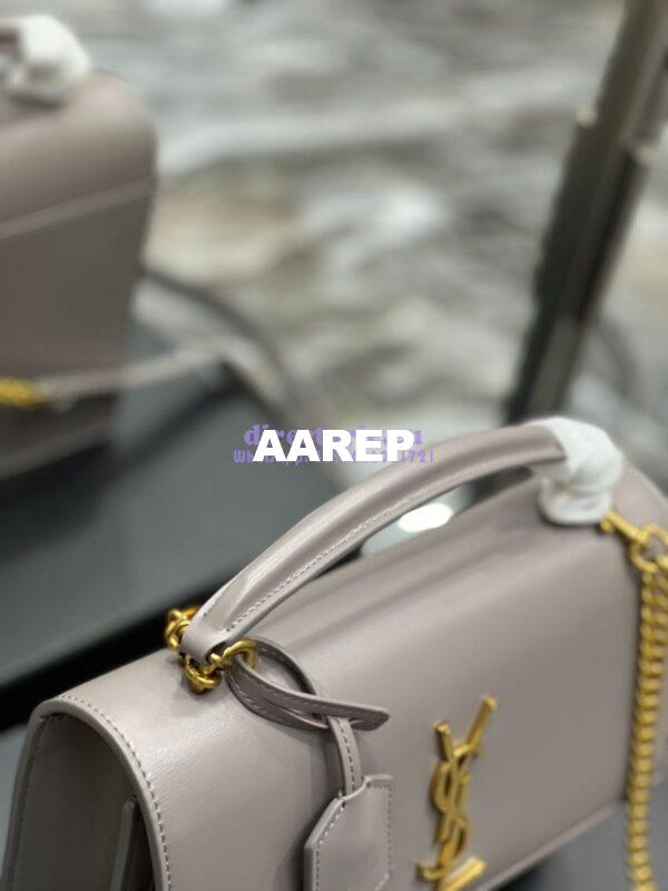 Replica YSL Saint Laurent Medium Sunset Satchel In Smooth Leather 634723 Grey 9