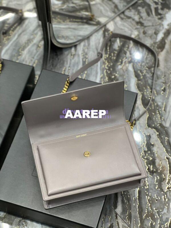 Replica YSL Saint Laurent Medium Sunset Satchel In Smooth Leather 634723 Grey 10
