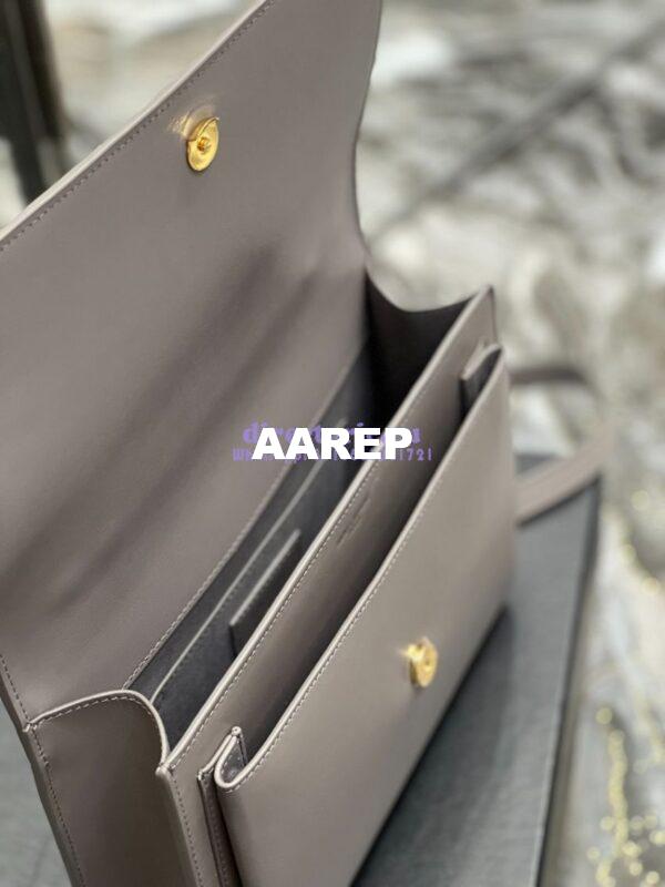 Replica YSL Saint Laurent Medium Sunset Satchel In Smooth Leather 634723 Grey 13