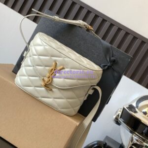 Replica YSL Saint Laurent June Box Bag In Quilted Lambskin 7100801 Blanc