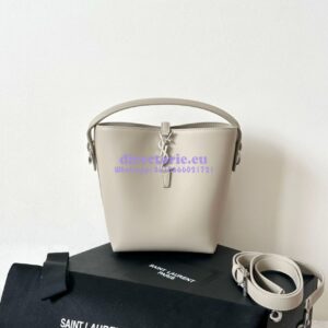 Replica YSL Saint Laurent Small Le 37 in Shiny Leather 7490362 Seasalt Silver Hardware