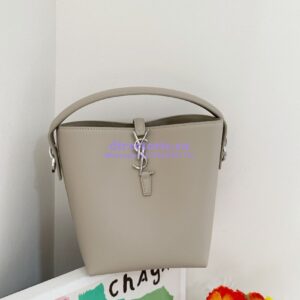 Replica YSL Saint Laurent Small Le 37 in Shiny Leather 7490362 Seasalt Silver Hardware 2
