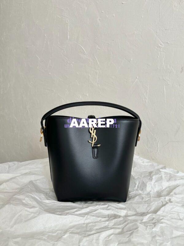 Replica YSL Saint Laurent Small Le 37 in Shiny Leather 7490362 Black 7