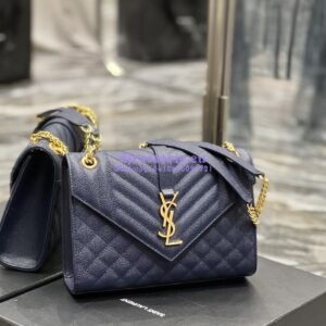 Replica YSL Saint Laurent Medium Envelope Bag In Mix Matelassé Grain De Poudre Embossed Leather 487206 Marine 2
