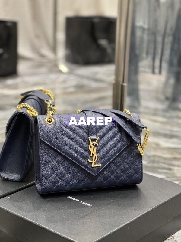 Replica YSL Saint Laurent Medium Envelope Bag In Mix Matelassé Grain De Poudre Embossed Leather 487206 Marine 4
