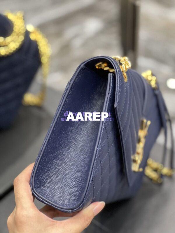 Replica YSL Saint Laurent Medium Envelope Bag In Mix Matelassé Grain De Poudre Embossed Leather 487206 Marine 6