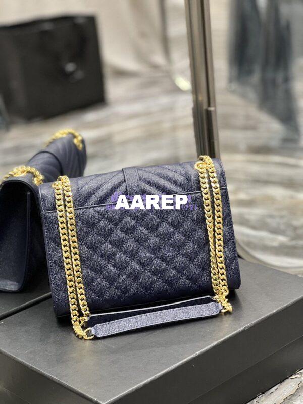 Replica YSL Saint Laurent Medium Envelope Bag In Mix Matelassé Grain De Poudre Embossed Leather 487206 Marine 13