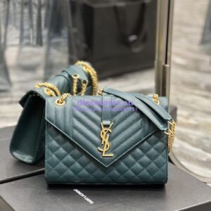 Replica YSL Saint Laurent Medium Envelope Bag In Mix Matelassé Grain De Poudre Embossed Leather 487206 Turquoise