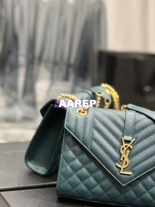 Replica YSL Saint Laurent Medium Envelope Bag In Mix Matelassé Grain De Poudre Embossed Leather 487206 Turquoise 6