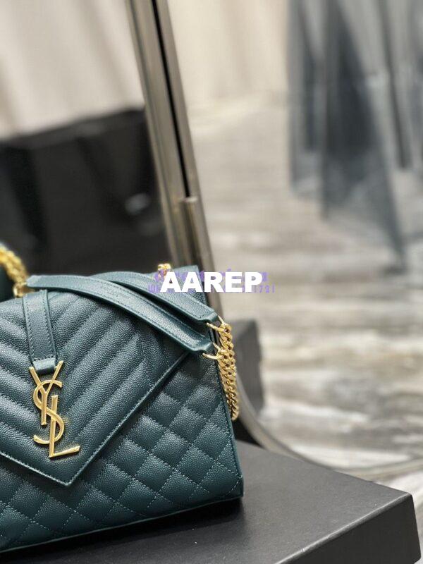Replica YSL Saint Laurent Medium Envelope Bag In Mix Matelassé Grain De Poudre Embossed Leather 487206 Turquoise 7