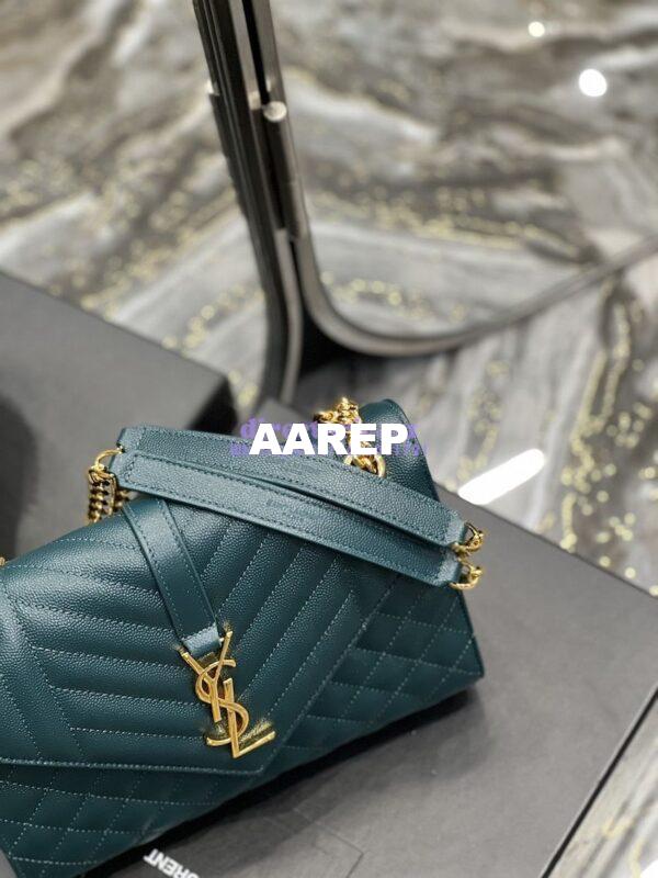 Replica YSL Saint Laurent Medium Envelope Bag In Mix Matelassé Grain De Poudre Embossed Leather 487206 Turquoise 9