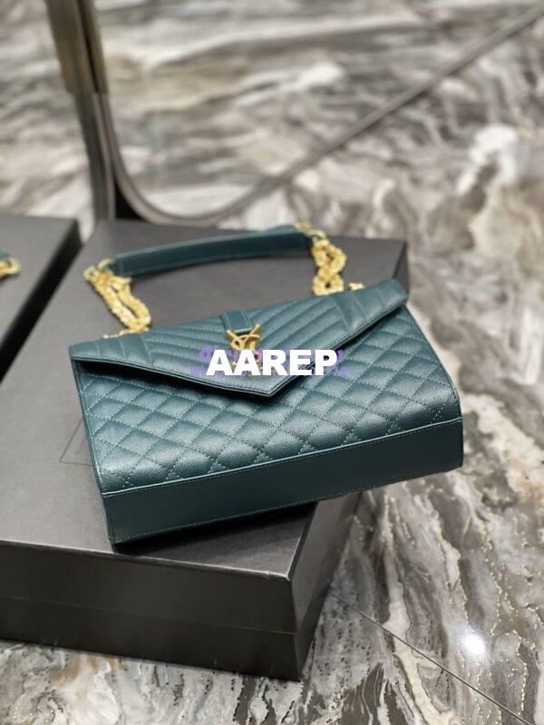 Replica YSL Saint Laurent Medium Envelope Bag In Mix Matelassé Grain De Poudre Embossed Leather 487206 Turquoise 12