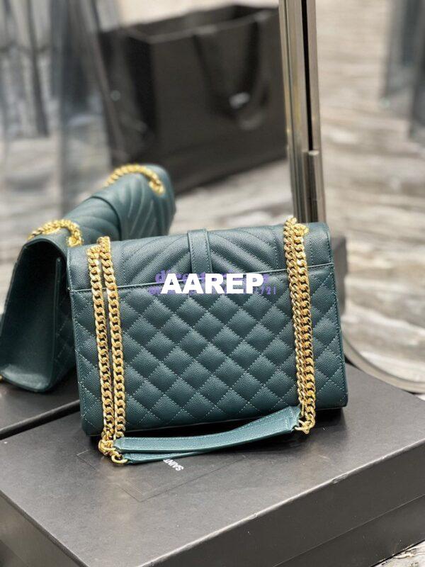 Replica YSL Saint Laurent Medium Envelope Bag In Mix Matelassé Grain De Poudre Embossed Leather 487206 Turquoise 13