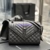 Replica YSL Saint Laurent Medium Envelope Bag In Mix Matelassé Grain De Poudre Embossed Leather 487206 Black in Gold Hardware 2