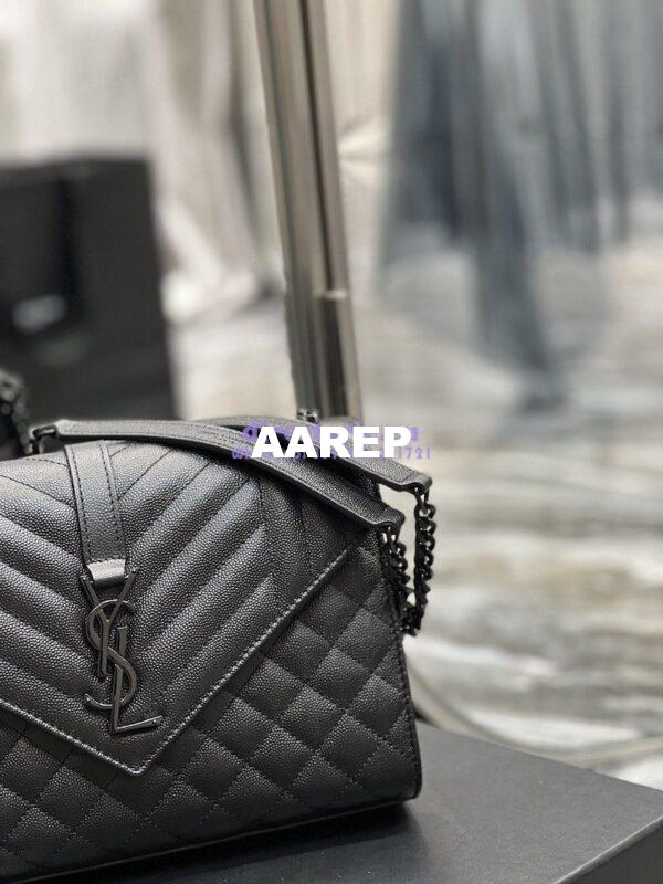 Replica YSL Saint Laurent Medium Envelope Bag In Mix Matelassé Grain De Poudre Embossed Leather 487206 Black in Black Hardware 4