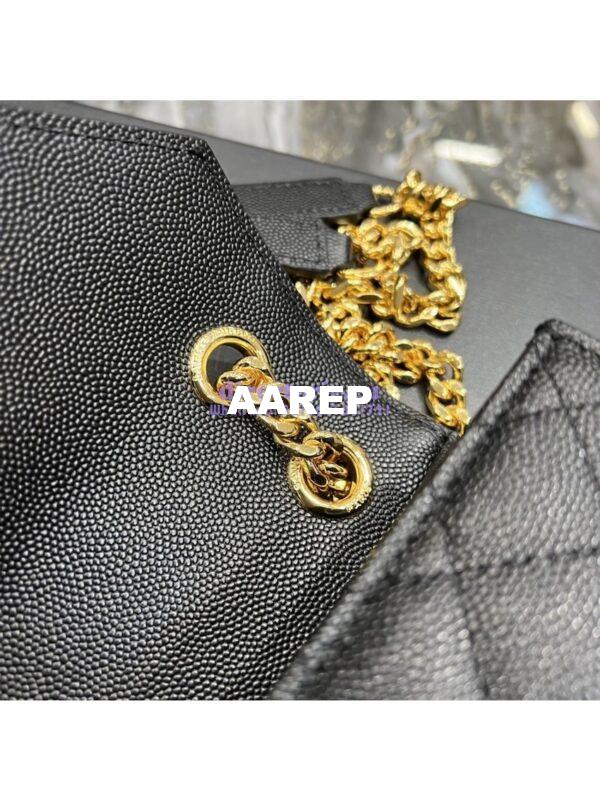 Replica YSL Saint Laurent Medium Envelope Bag In Mix Matelassé Grain De Poudre Embossed Leather 487206 Black in Gold Hardware 10
