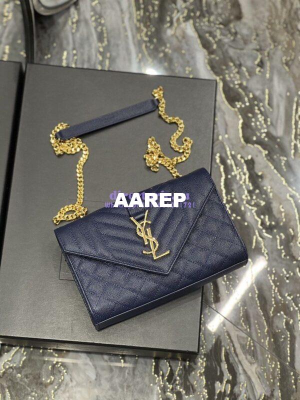 Replica Ysl Envelope Small Bag In Mix Matelasse Grain De Poudre Embossed Leather 526286 Marine 5