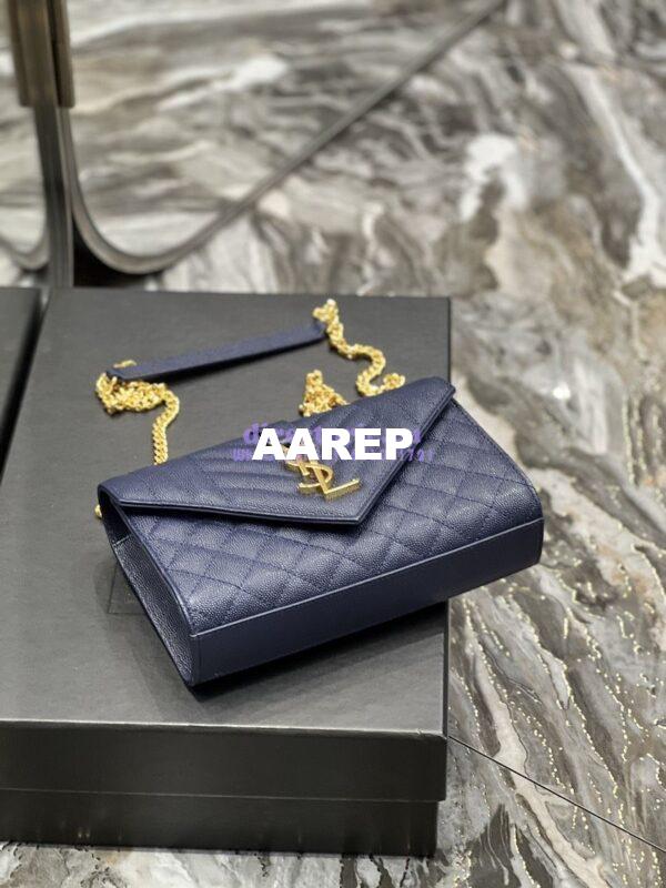 Replica Ysl Envelope Small Bag In Mix Matelasse Grain De Poudre Embossed Leather 526286 Marine 6