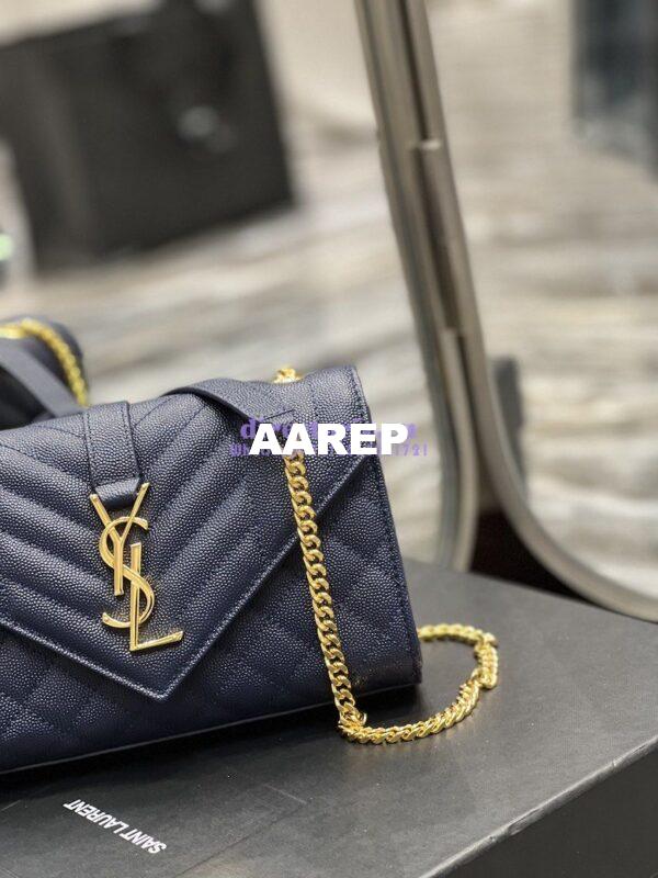 Replica Ysl Envelope Small Bag In Mix Matelasse Grain De Poudre Embossed Leather 526286 Marine 7