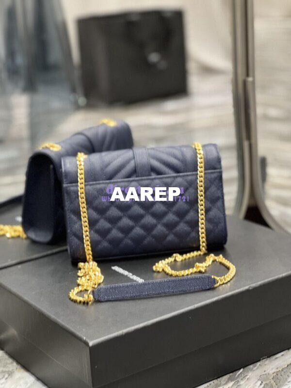 Replica Ysl Envelope Small Bag In Mix Matelasse Grain De Poudre Embossed Leather 526286 Marine 13