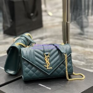 Replica Ysl Envelope Small Bag In Mix Matelasse Grain De Poudre Embossed Leather 526286 Turquoise