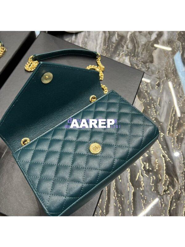 Replica Ysl Envelope Small Bag In Mix Matelasse Grain De Poudre Embossed Leather 526286 Turquoise 10