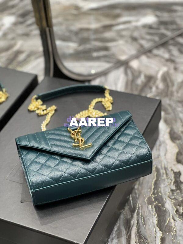 Replica Ysl Envelope Small Bag In Mix Matelasse Grain De Poudre Embossed Leather 526286 Turquoise 14