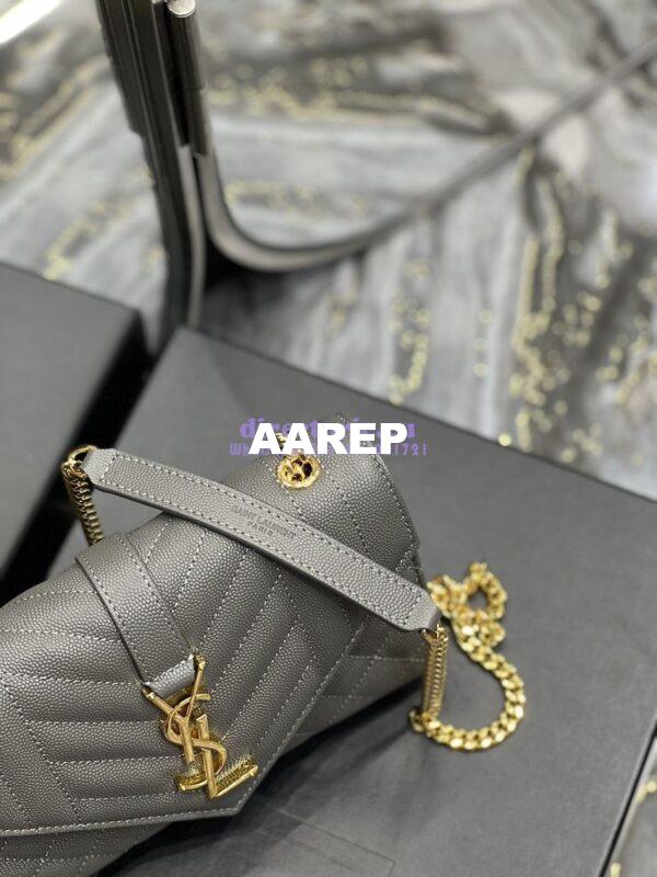 Replica Ysl Envelope Small Bag In Mix Matelasse Grain De Poudre Embossed Leather 526286 Grey 7