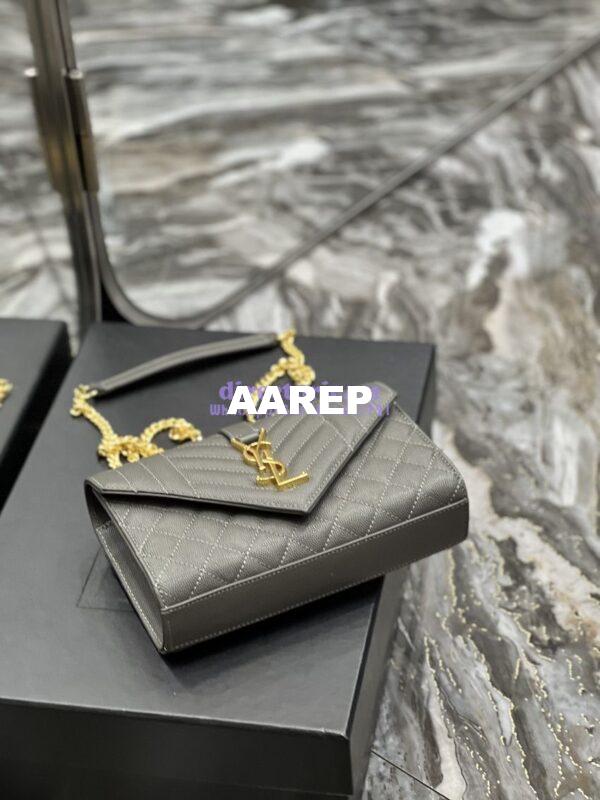 Replica Ysl Envelope Small Bag In Mix Matelasse Grain De Poudre Embossed Leather 526286 Grey 10