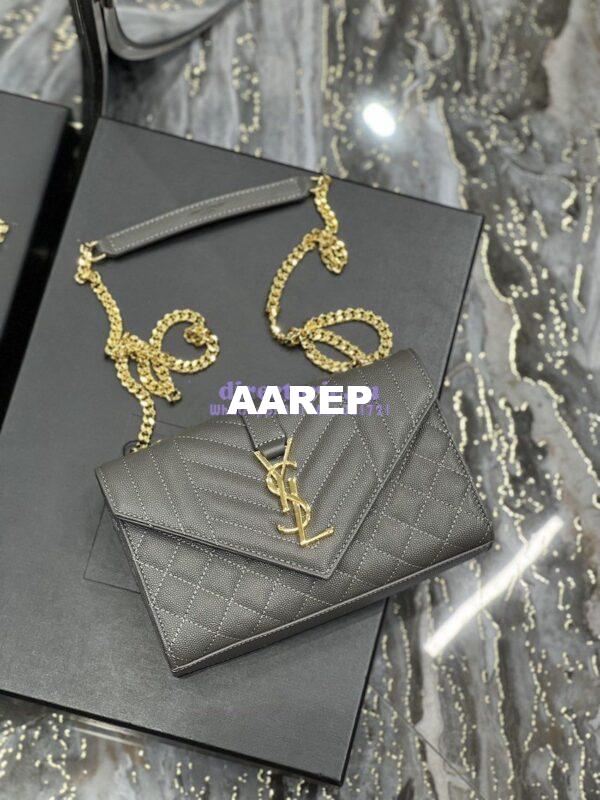 Replica Ysl Envelope Small Bag In Mix Matelasse Grain De Poudre Embossed Leather 526286 Grey 11