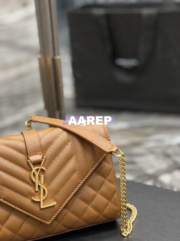 Replica Ysl Envelope Small Bag In Mix Matelasse Grain De Poudre Embossed Leather 526286 Caramel 5