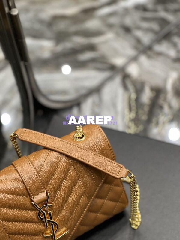 Replica Ysl Envelope Small Bag In Mix Matelasse Grain De Poudre Embossed Leather 526286 Caramel 6